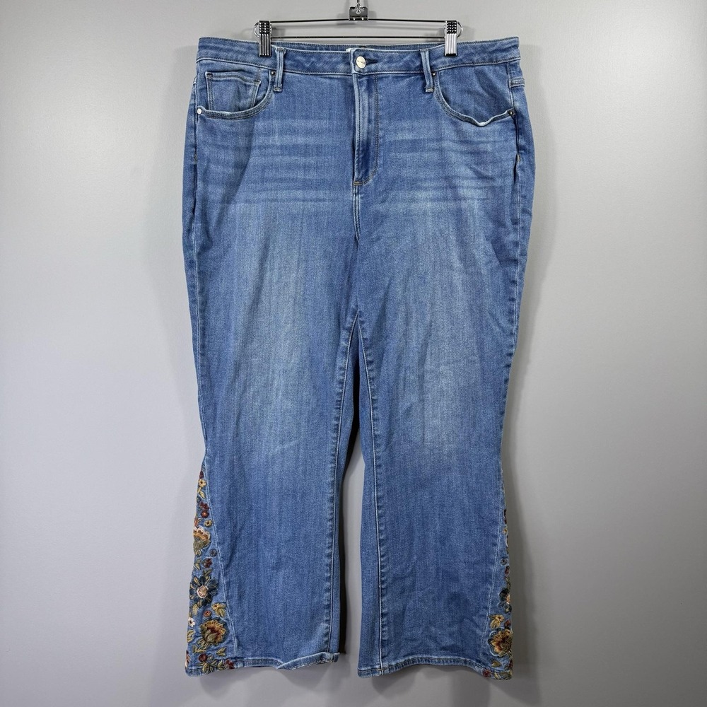 Driftwood Clara Jeans Womens 18 Medium Wash High Rise Ankle Embroidered Denim